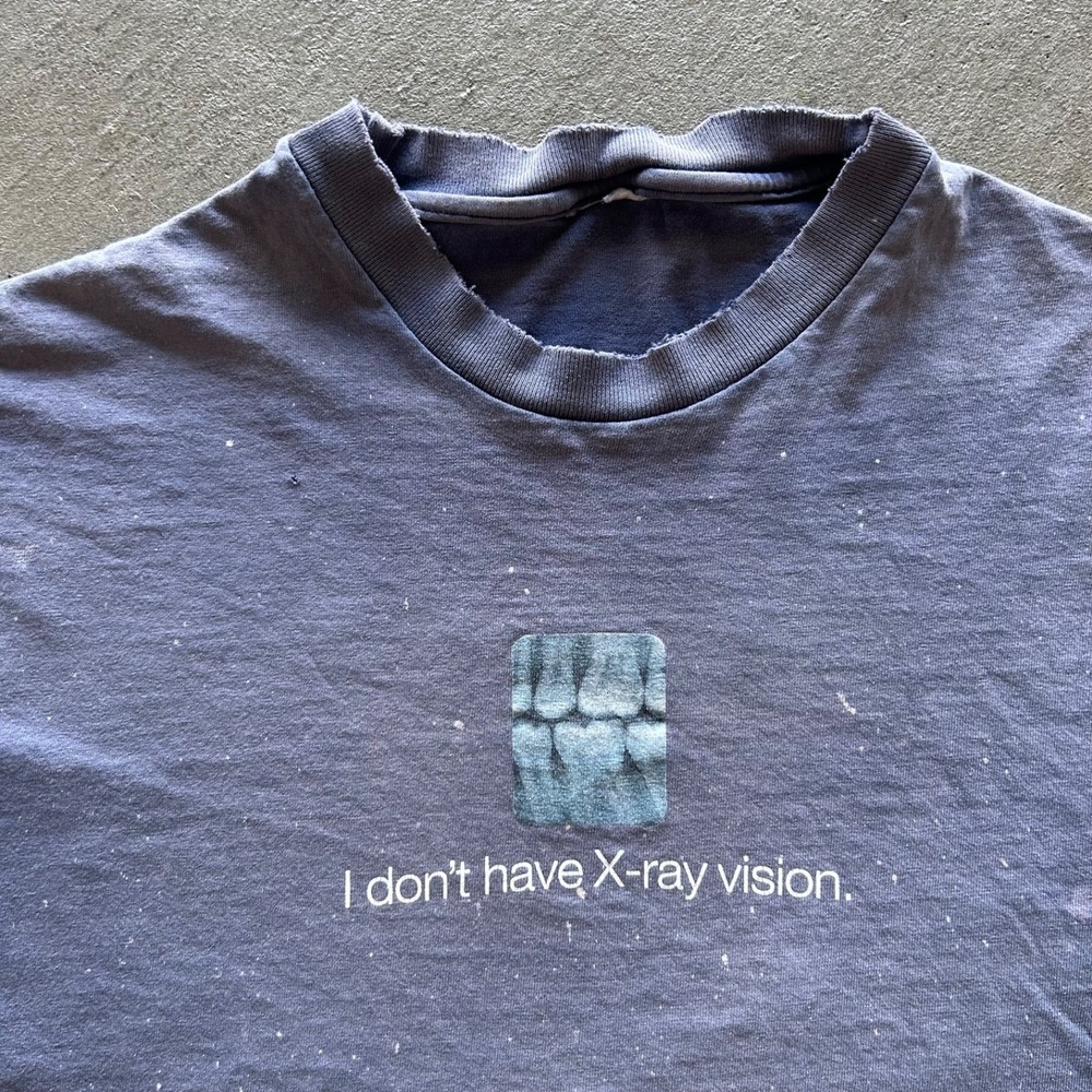 Vintage 90s Sonicare Promo Shirt Size Large Faded Blue X Ray Toothbrush Teeth - Picture 4 of 6